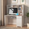 51in Computer Desk with Hutch and Lockable Drawers, Built-In Outlets and USB Ports for Study or Workstation-3irtyhousy - 2 of 4