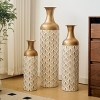 ORRD Set of 3 White and Gold Floor Vases, Modern Fan Pattern Metal Home Decor - Tall Vases for Living Room, Wedding & Holiday Decor - 2 of 4