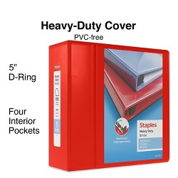 15127-CC 702875 Staples Better 3-Inch D 3-Ring View Binder Red 