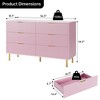6 Drawer Dresser, Modern 6 Drawer Dresser for Bedroom with Gold Handle and Large Drawer, Wood Double Chest of Drawers and Storage Organizer - 2 of 4
