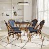 Emma & Oliver Soie Indoor/Outdoor Bistro Style 31.5 in. Table with PE Rattan, Glass Top, and Four Chairs - Metal Frame - 2 of 4