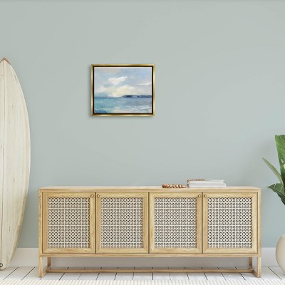 Metallic Gold Framed Abstract Ocean View Canvas Print, 21 x 17