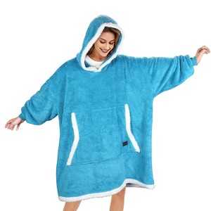 Catalonia Woman Fleece Plush Blanket Hoodie Sweatshirt, Fuzzy Warm Cozy Soft Wearable Blanket Pullover with Giant Pocket, Wife Women Christmas Gift - 1 of 4