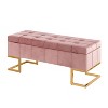 CAVINAS Velvet Storage Ottoman Bench with Gold Metal Frame,Upholstered Storage Ottoman,Storage Benches for Living Room,Bedroom - 4 of 4