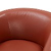 Okak Modern Top Grain Leather 360° Swivel Chair Accent Chair with Soft Cushion Barrel Sofa Chair with Wood Base for Lounge Office Bedroom - 2 of 4