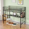 Okak Twin Size Loft Bed with Full-Length Guardrails & Ladder,Metal Twin Bunk Bed with Storage Steps,Sturdy Loft Beds for Kids,Teens - 3 of 4
