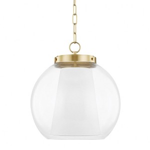 Mitzi Sasha 1 - Light Pendant in  Aged Brass Clear White Shade - 1 of 1