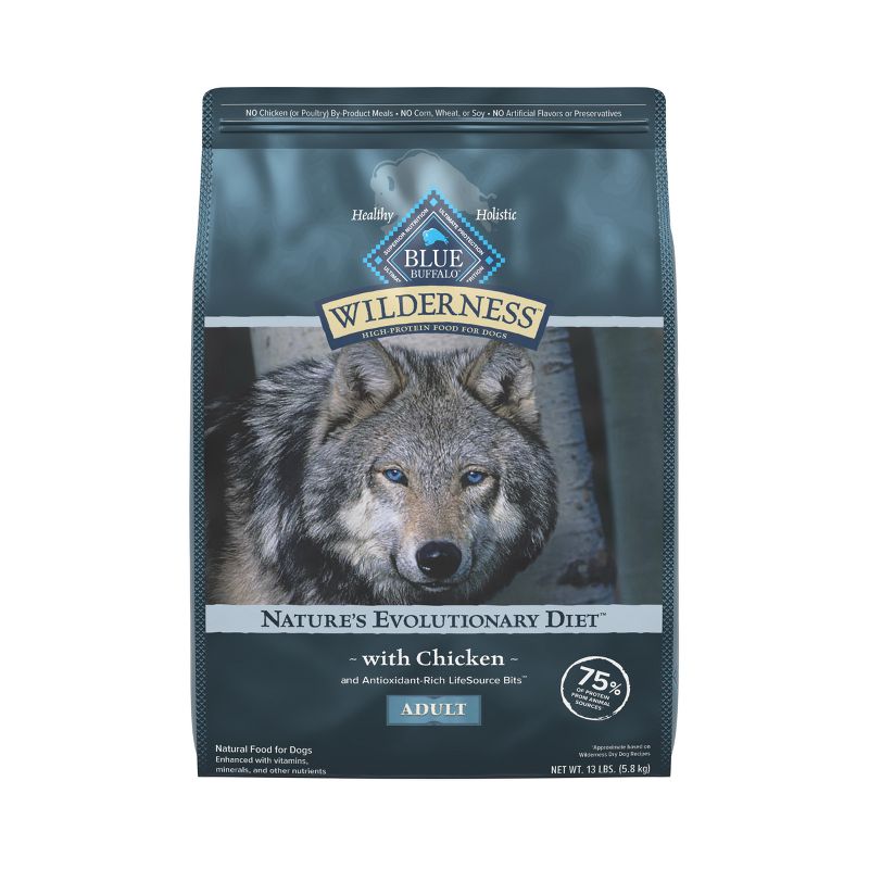 Blue Buffalo Wilderness High Protein Natural Adult Dry Dog Food plus Wholesome Grains with Chicken - 13lbs, 1 of 12