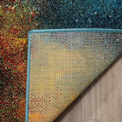 Galaxy Blue and Multicolor Synthetic Runner Rug, 2'3" x 6'