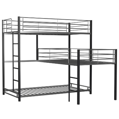 Triple Twin Kids' Clare Bunk Bed Sand Black/Silver - ioHOMES