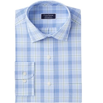 Club Room Mens Glenplaid Stretch Button Down Dress Shirt