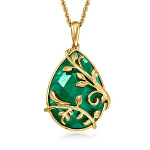 Ross-Simons 12.00 Carat Emerald Leaf Scrollwork Pendant Necklace in 18kt Gold Over Sterling Size 18 - 1 of 3