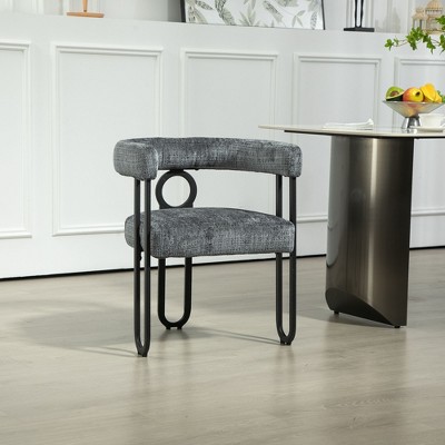 Okak Modern Accent Chair, Contemporary Designed Chenille Fabric Upholstered Accent Chair Kitchen Armchair for Living Room set of 1