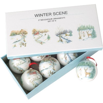 Sullivans Set of 8 Winter Scene Ornaments 3"H Multicolored