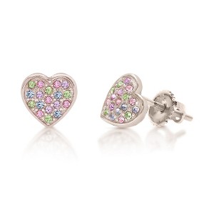 Heart Swirl Crystal Rose Gold Plating Hypoallergenic Kids Stud Earrings Surgical Titanium Posts - 1 of 1