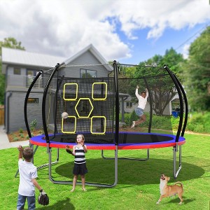 Whisen 12FT Trampoline with Enclosure, Recreational Trampolines with Ladder, ASTM Approval Trampoline for Kids - 1 of 4
