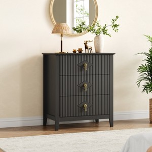 Night Stand with 3 Drawers White Dresser for Bedroom 27" Modern Bedside Table, Wood Chest of Wide Drawer Storage End Table Living Room,Hallway,Office - 1 of 4