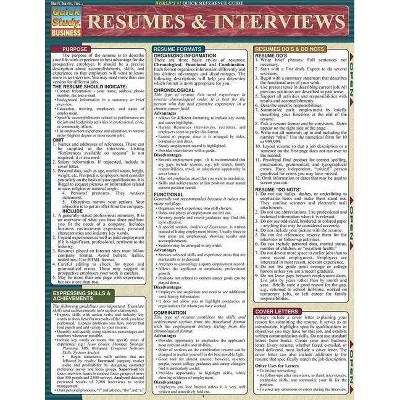 Resumes & Interviews - (Quickstudy: Business) by  Toby Chabon-Berger (Poster)