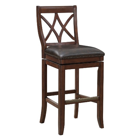 Hadley Bonded Leather Swivel Barstool 30 Brown American