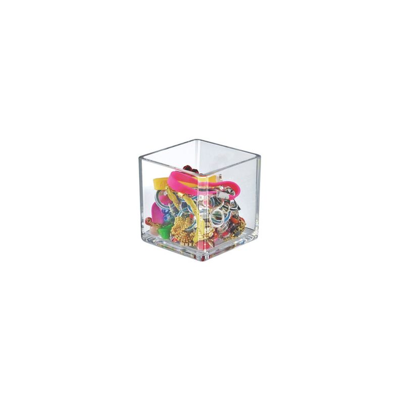 Azar Displays 4" Deluxe Clear Acrylic Square Cube Bin for Counter, 2-Pack, 1 of 5