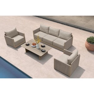 PURPLE LEAF  Patio Conversation Sets with Coffee Table All Weather Outdoor Couch Sectional Set with Cushion Small Conversation Set - 1 of 4