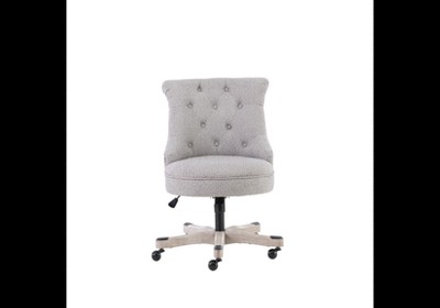 Sinclair Swivel Executive Chair in Natural Off-White with Dark Walnut Wood Base
