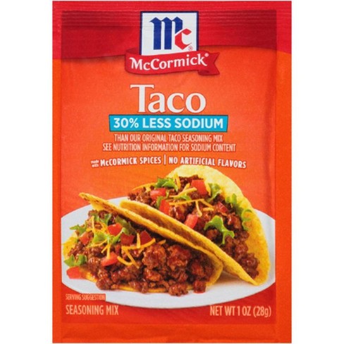 Mccormick Taco Seasoning Mix 30% Less Sodium - 1oz : Target