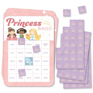 Big Dot of Happiness Princess Bingo Cards and Markers, Princess Birthday Party Bingo Game Activity for Kids - Set of 18 - 1 of 4
