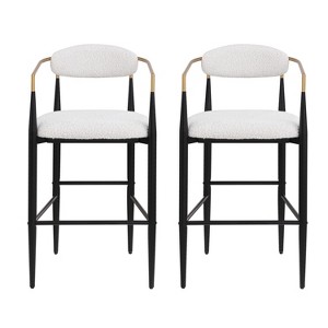 Vynxaria Black and Gold Dining Chair Barstool Set of 2 - 1 of 4