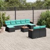 vidaXL 10 Piece Patio Sofa Set with Cushions Black Poly Rattan - 2 of 4