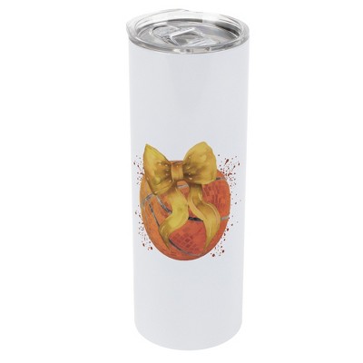Elanze Designs 20 Ounce Stainless Steel On the Go Travel Tumbler With Push Top Lid, Basketball Red Paint Splatter