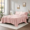 Elegant Solid Micro Fleece Sheet Set, All Season Bedding Sets, Cozy Home Textile fits Lux Bedroom Decor,Valentine's Day Gifts - 2 of 4