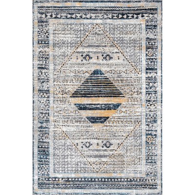 Nuloom Sarai Machine Washable Distressed Diamond Indoor Area Rug - Grey 4' x 6'