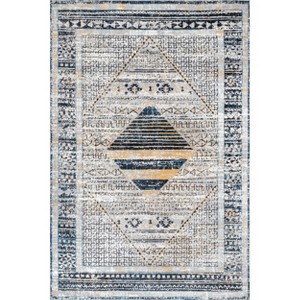Nuloom Sarai Machine Washable Distressed Diamond Indoor Area Rug - Grey 4' x 6' - 1 of 4
