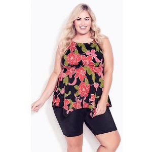 Avenue Women's Plus Size Handkerchief Print Tankini Top - 1 of 4