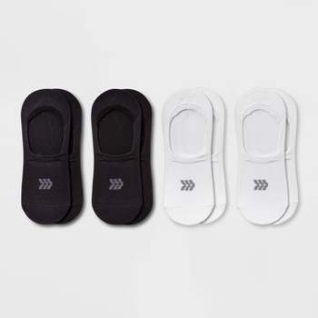 Women's Extended Size Lightweight 4pk Liner Athletic Socks - All in Motion™ - White/Black 8-12