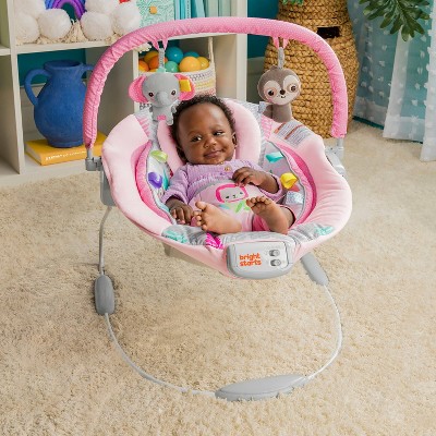 Bright Starts Rosy Vines Comfy Baby Bouncer with Vibrating Infant Seat & Taggies
