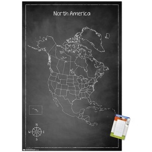 Trends International Chalk Map - North America Unframed Wall Poster Prints - 1 of 4