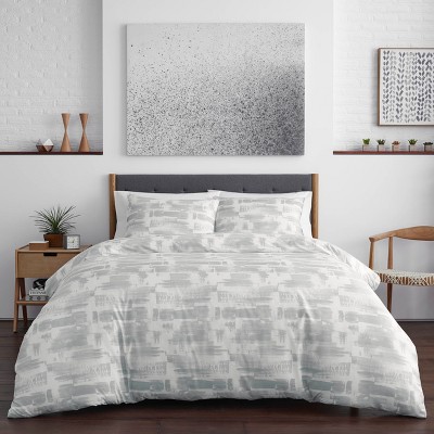 Aria Twin Gray and White Geometric Duvet Cover Set