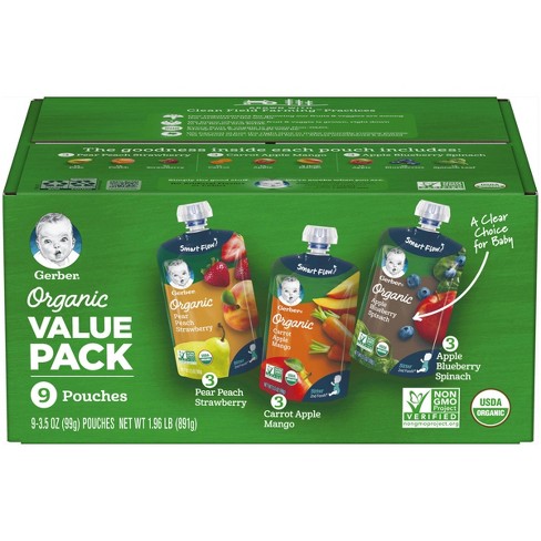 Gerber Organic 2nd Foods Fruit Veggie Baby Food Value Pack 9ct 3 5oz Each Target