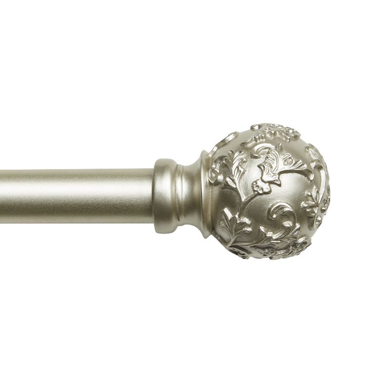 Exclusive Home Vine 1" Indoor/Outdoor Curtain Rod and Finial Set, Matte Silver, Adjustable 84"-160", 2 of 4