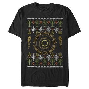 Men's Lord of the Rings Fellowship of the Ring Christmas Sweater Ring T-Shirt - 1 of 4
