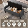 Aoibox Storage Ottoman Bench with Safety Hinge, Upholstered Tufted Entryway Bench for Living Room, Bedroom, Dark Gray - 3 of 4