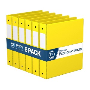 Davis Group 6pk 1.5" Premium Economy Round Ring Binders Yellow: Hard Cover, 275 Sheet Capacity, 2 Pockets, Polypropylene - 1 of 4