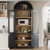Arched Bookcase with Doors Modern Bookshelf with Storage Wooden Display Cabinet - 2 of 4