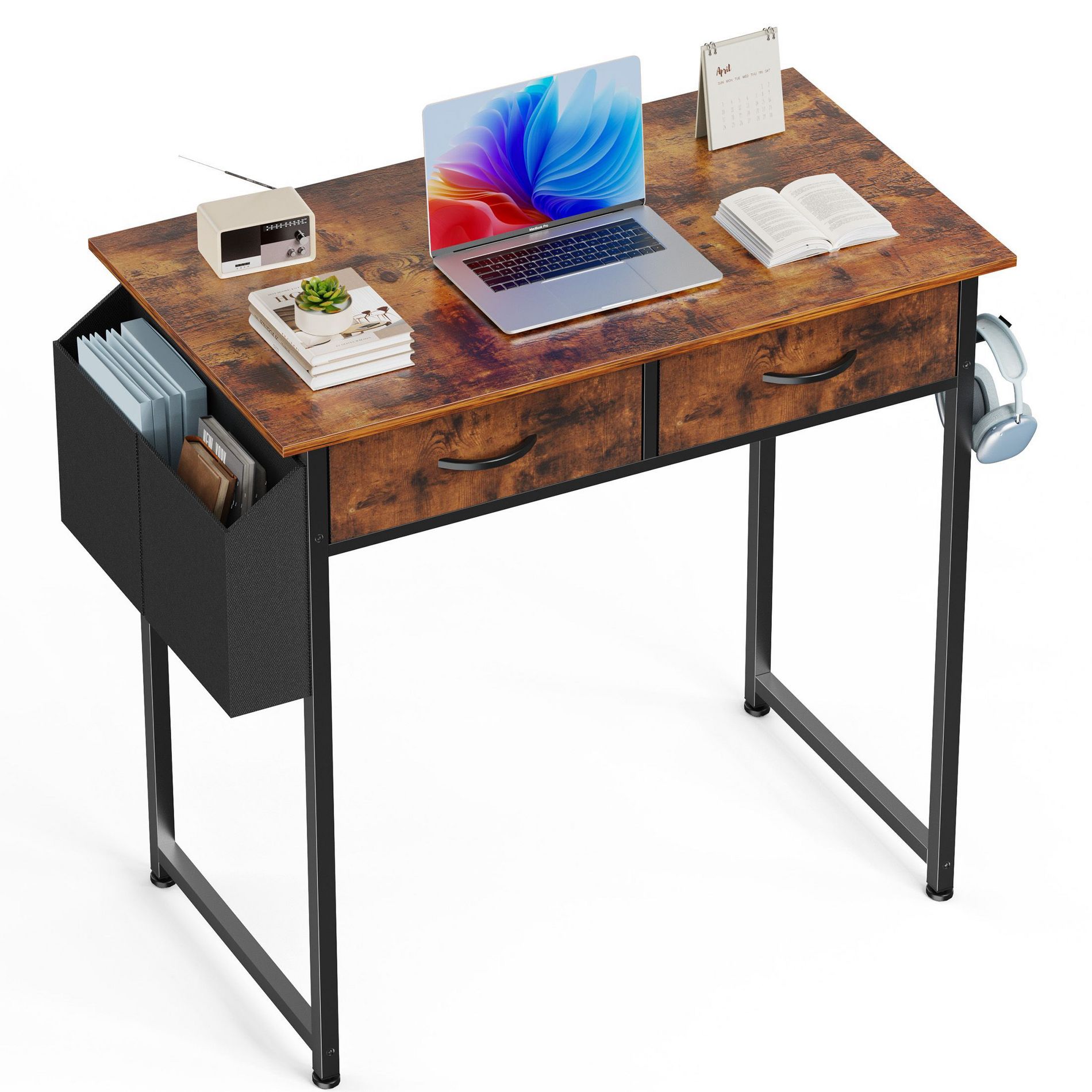 JIONJOY 32 Inch Writing Desk Small Space Desk Study Table - Rust