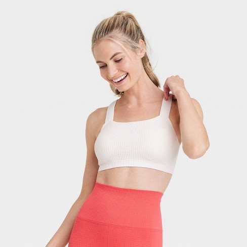 Women's Light Support Seamless Waffle Sports Bra - All In Motion™ Cream Xs  : Target