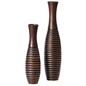 Uniquewise Elegant Decorative Tall Trumpet Shape Floor Vase in Brown Sleek Tall Floor Vase for Living Room, Entryway, or Dining Room - 1 of 4