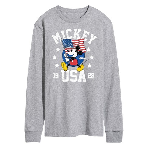 Men's - Disney - Mickey Waving Flag Usa Long Sleeve Graphic T-shirt ...