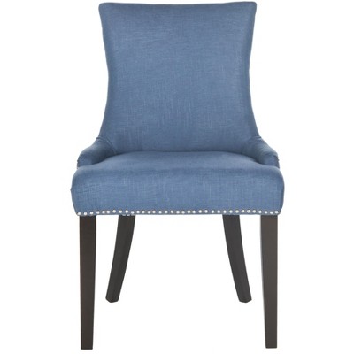 Transitional Linen Upholstered Parsons Side Chair in Blue